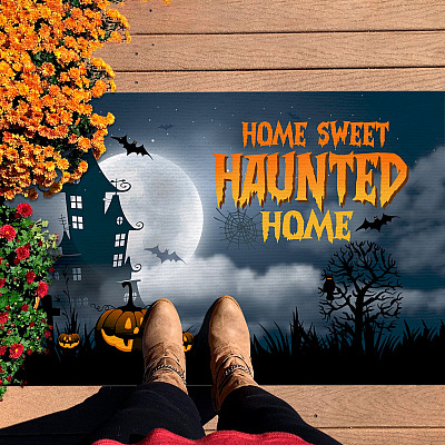Alternative view of Home Sweet Haunted Home Indoor Outdoor Doormat - Funny Halloween Door Mat