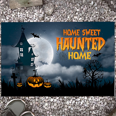 Home Sweet Haunted Home Indoor Outdoor Doormat - Funny Halloween Door Mat