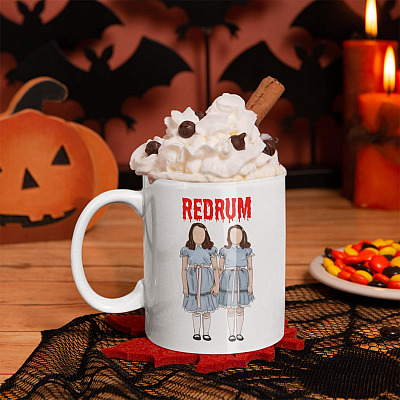 Horror Movie Redrum Ceramic Coffee Mug - Beer Stein - Water Bottle - Color Changing Mug - Funny Halloween Mug