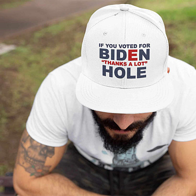 Alternative view of Funny Sarcastic Saying Anti Joe Biden Hat - If You Voted for Biden Thanks a Lot Democrat Donkey As-hole Hat