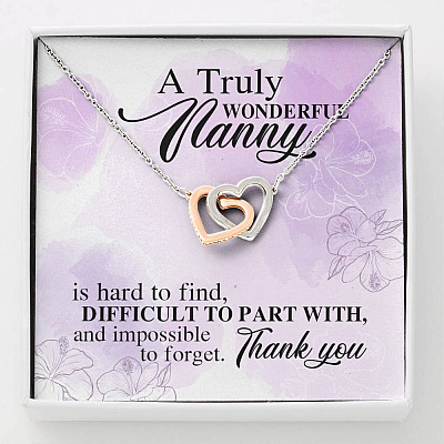 A Truly Wonderful Nanny Is Hard To Find Difficult To Part With Interlocking Hearts Pendant Necklace - Goodbye Nanny Gift - Interlocking Hearts Necklace