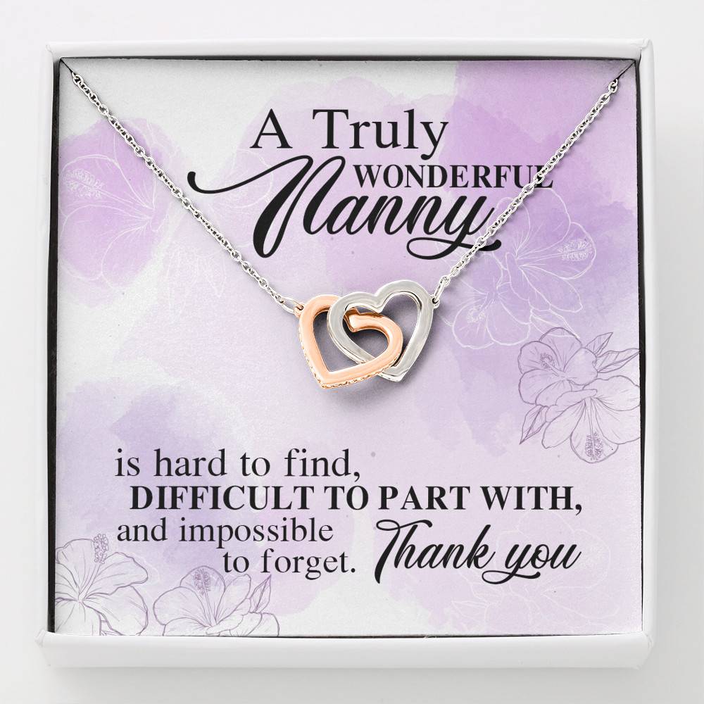 A Truly Wonderful Nanny Is Hard To Find Difficult To Part With Interlocking Hearts Pendant Necklace - Goodbye Nanny Gift - Interlocking Hearts Necklace