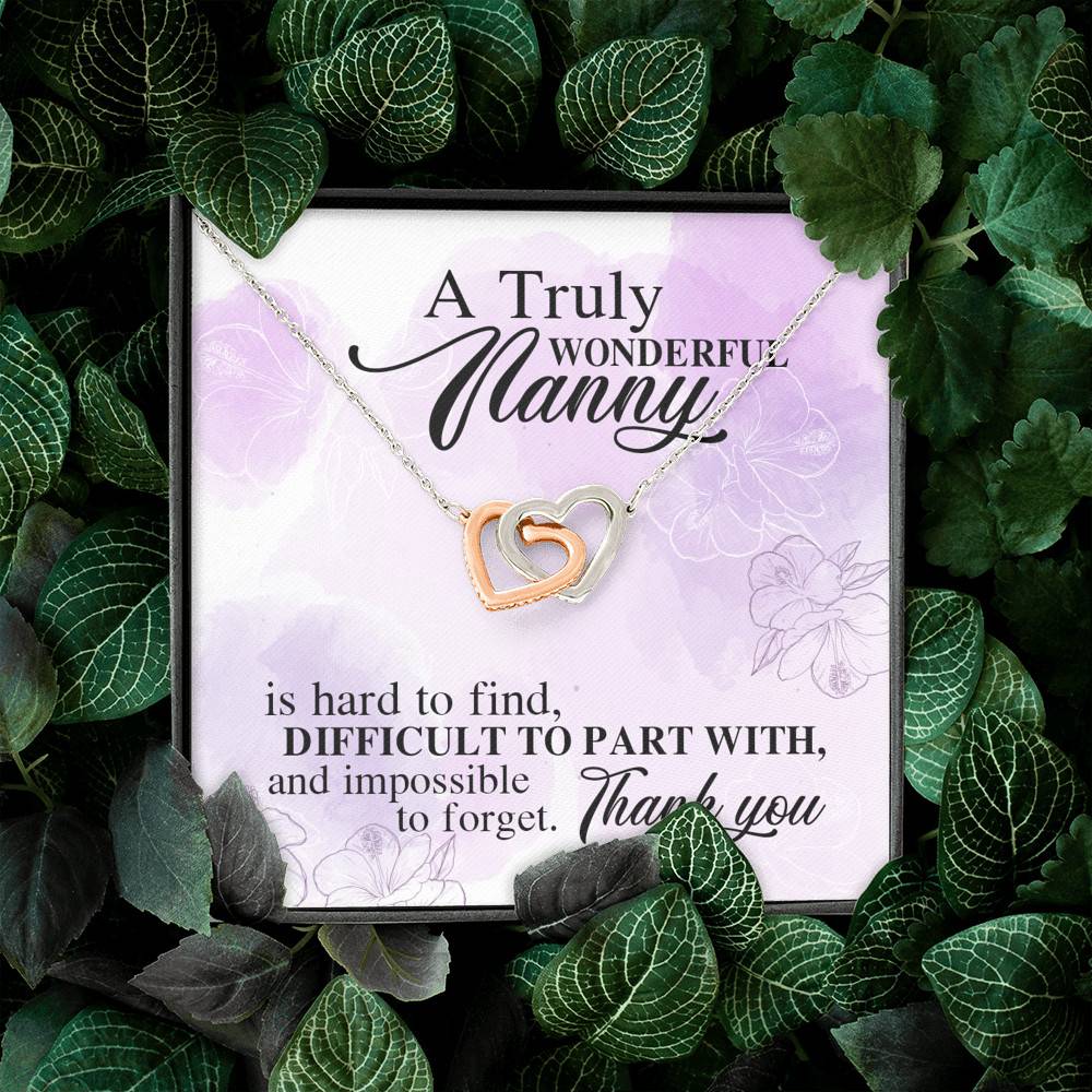 A Truly Wonderful Nanny Is Hard To Find Difficult To Part With Interlocking Hearts Pendant Necklace - Goodbye Nanny Gift