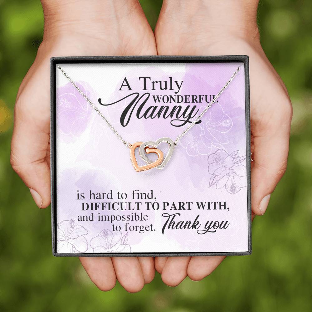 A Truly Wonderful Nanny Is Hard To Find Difficult To Part With Interlocking Hearts Pendant Necklace - Goodbye Nanny Gift