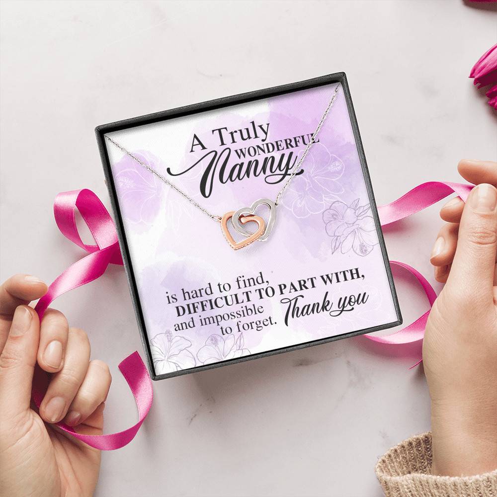 A Truly Wonderful Nanny Is Hard To Find Difficult To Part With Interlocking Hearts Pendant Necklace - Goodbye Nanny Gift
