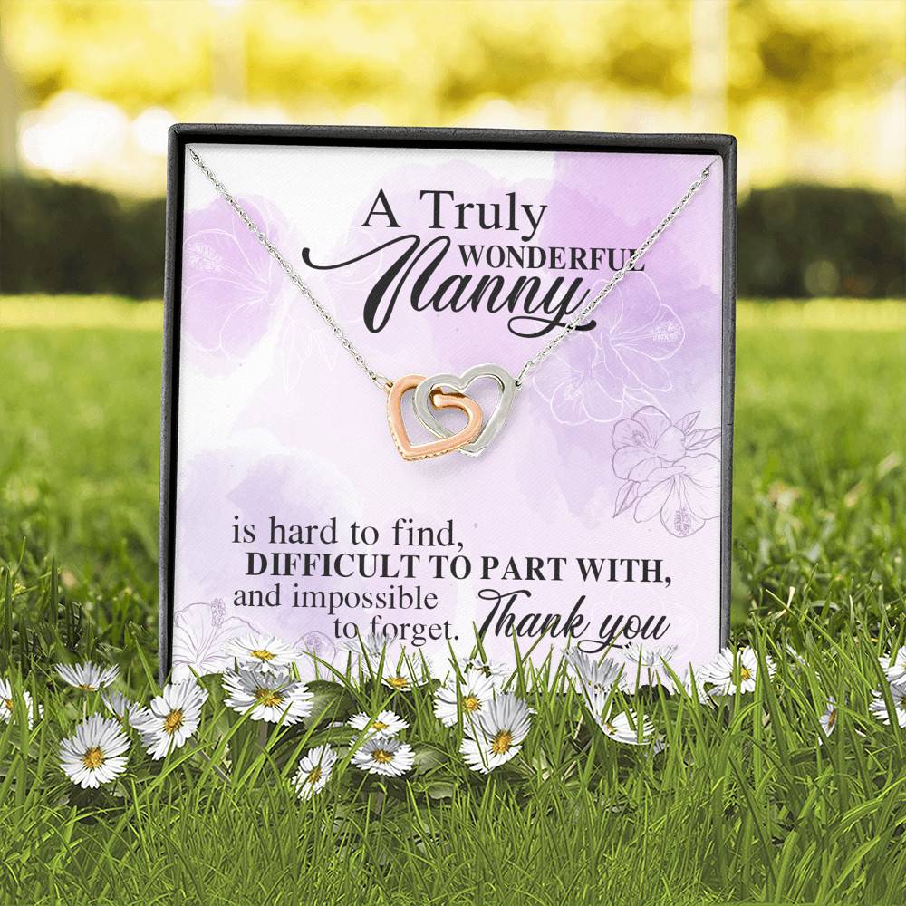 A Truly Wonderful Nanny Is Hard To Find Difficult To Part With Interlocking Hearts Pendant Necklace - Goodbye Nanny Gift