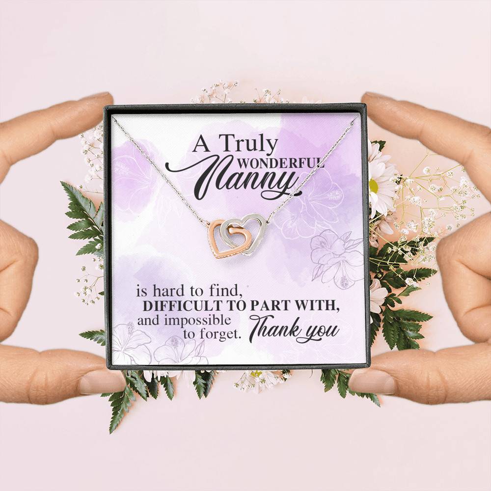 A Truly Wonderful Nanny Is Hard To Find Difficult To Part With Interlocking Hearts Pendant Necklace - Goodbye Nanny Gift