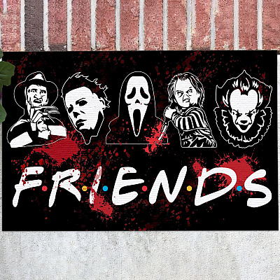 Horror Movies Characters Halloween Indoor Doormat - Horror Friends Outdoor Door Mat