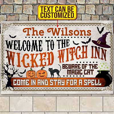 Personalized Name Welcome To The Wicked Witch Inn Come In And Stay For A Spell Indoor Outdoor Doormat