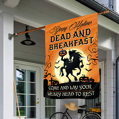Sleepy Hollow Dead And Breakfast Halloween Outdoor Indoor Decorative Garden Flag - House Flag - Wall Flag