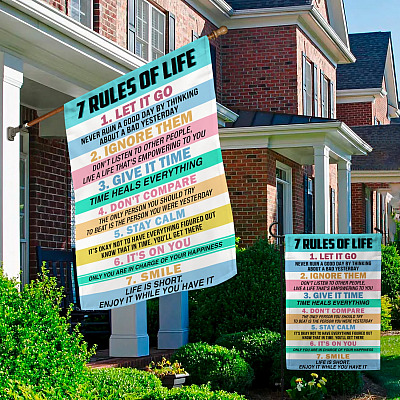 Alternative view of 7 Rules of Life Decorative Garden Flag - Indoor Outdoor Flag - House Flag