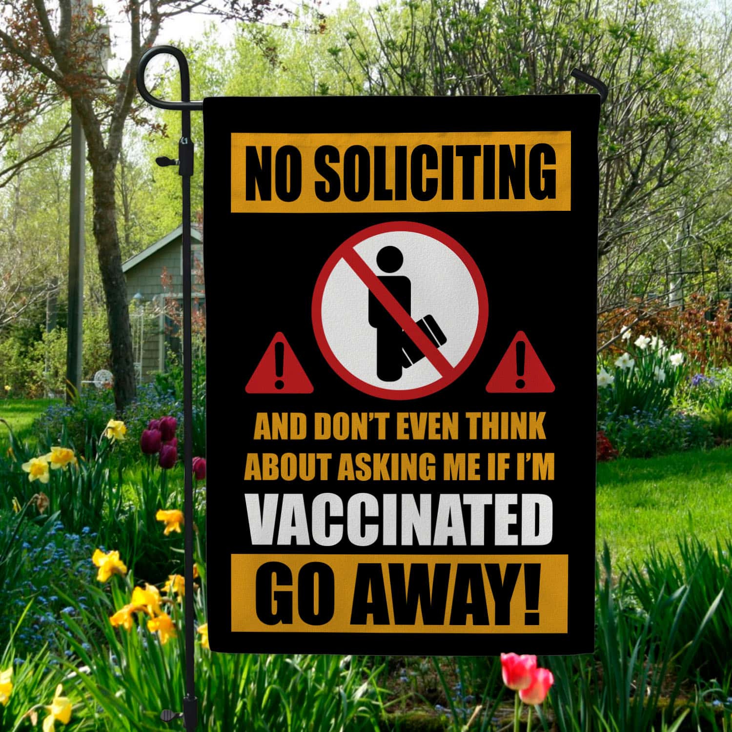 1O. No Soliciting Flag-30x40 Garden Flag Mockup 5