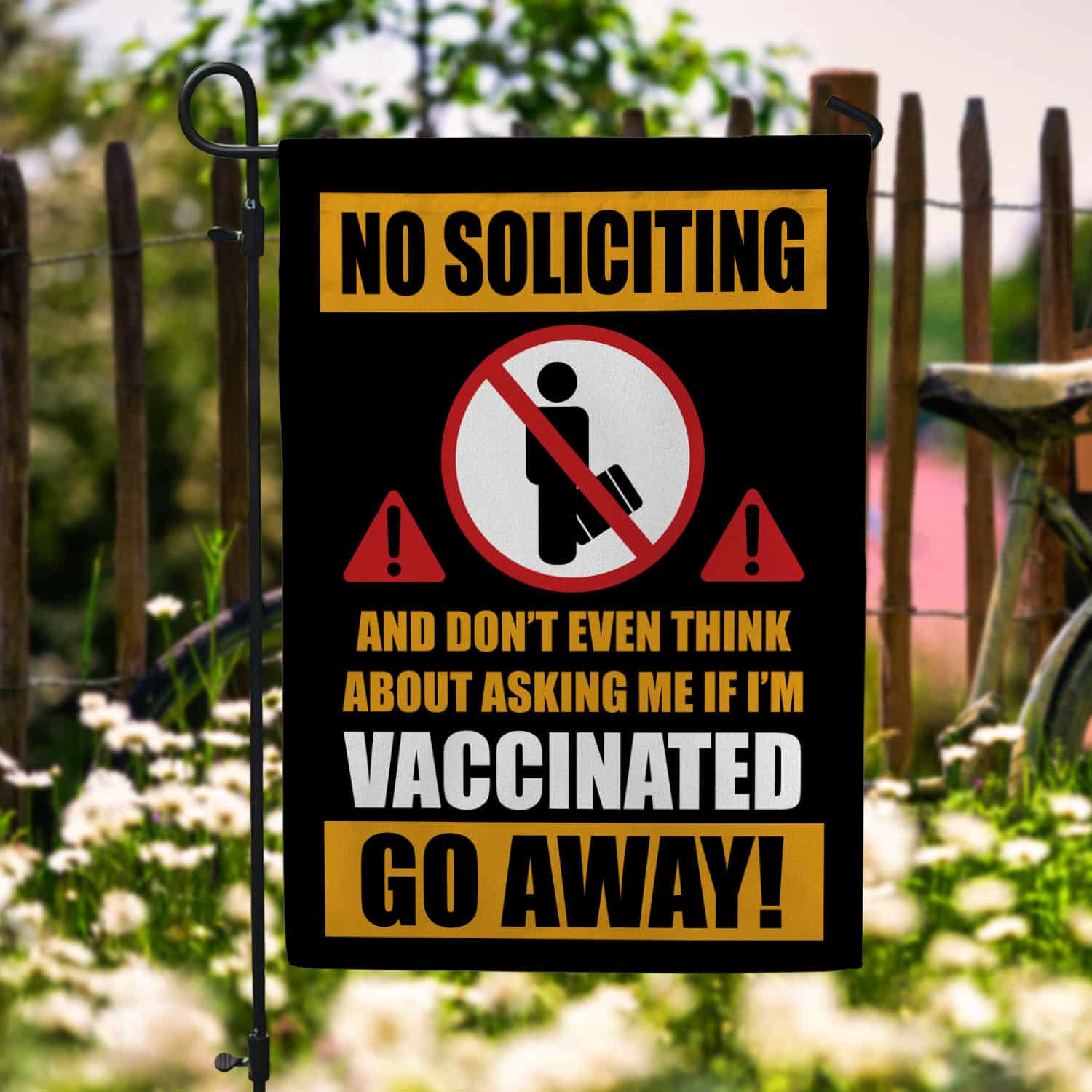1O. No Soliciting Flag-30x40 Garden Flag Mockup 6
