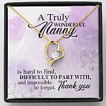 A Truly Wonderful Nanny Is Hard To Find Difficult To Part With Forever Love Heart Pendant Necklace - Goodbye Nanny Gift - Forever Love Necklace (18K Yellow Gold)