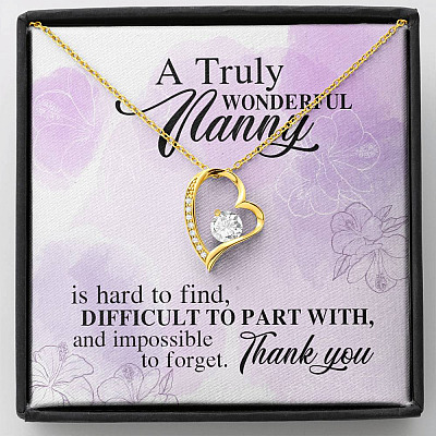A Truly Wonderful Nanny Is Hard To Find Difficult To Part With Forever Love Heart Pendant Necklace - Goodbye Nanny Gift - Forever Love Necklace (18K Yellow Gold)