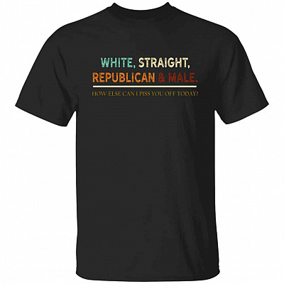 White Straight Republican Tshirt, Black, Unisex T-Shirt