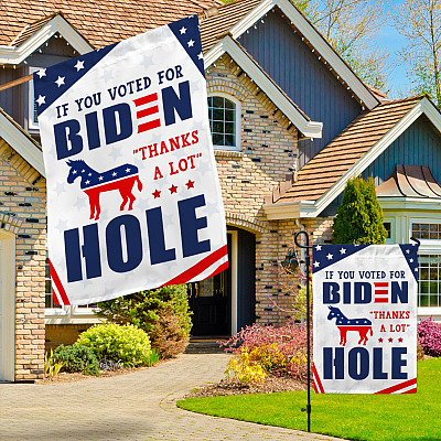 Alternative view of Funny Sarcastic Saying Anti Joe Biden Flag - If You Voted for Biden Thanks a Lot Democrat Donkey As-hole Flag