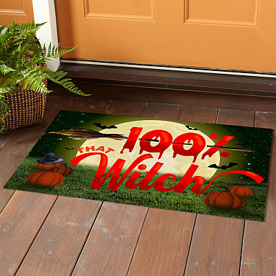 Alternative view of 100% that Witch Halloween Welcome Mat Halloween Decorations Entrance Indoor Outdoor Decorative Doormat