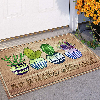 No Pricks Allowed Doormat Cactus Doormat Funny Entrance Indoor Outdoor Decorative Doormat