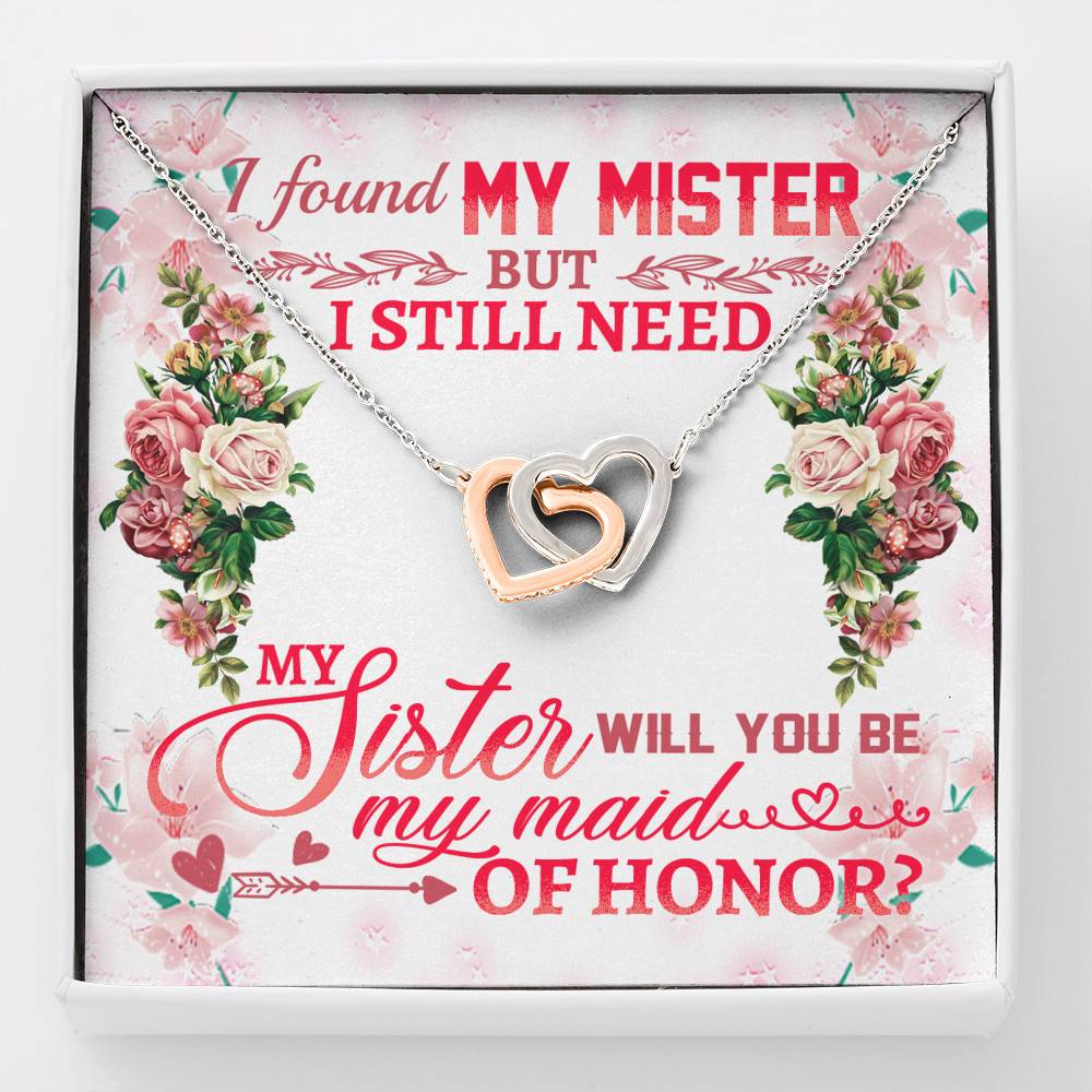 Will You Be My Maid Of Honor Interlocking Hearts Pendant Necklace - Maid Of Honor Proposal Wedding Gifts - Interlocking Hearts Necklace