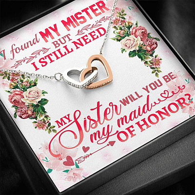 Will You Be My Maid Of Honor Interlocking Hearts Pendant Necklace - Maid Of Honor Proposal Wedding Gifts