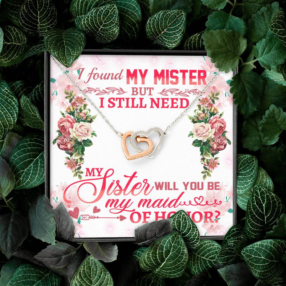 Will You Be My Maid Of Honor Interlocking Hearts Pendant Necklace - Maid Of Honor Proposal Wedding Gifts