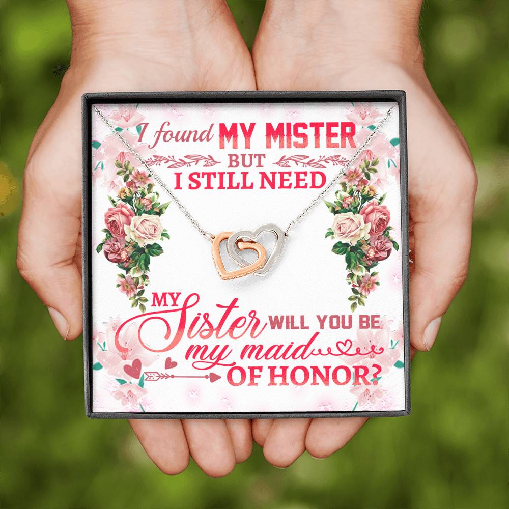 Will You Be My Maid Of Honor Interlocking Hearts Pendant Necklace - Maid Of Honor Proposal Wedding Gifts