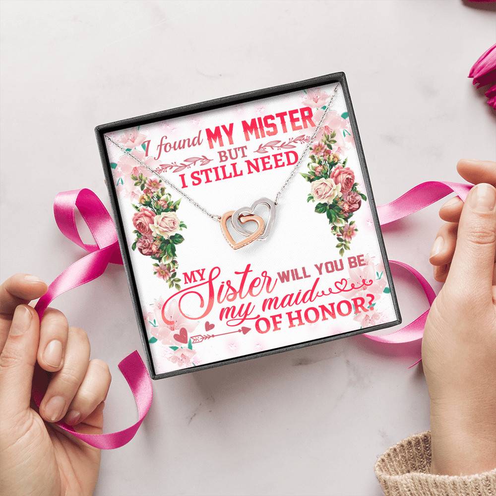 Will You Be My Maid Of Honor Interlocking Hearts Pendant Necklace - Maid Of Honor Proposal Wedding Gifts