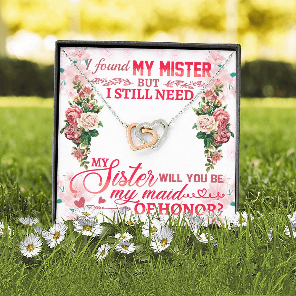 Will You Be My Maid Of Honor Interlocking Hearts Pendant Necklace - Maid Of Honor Proposal Wedding Gifts