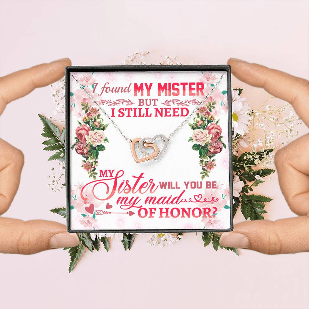 Will You Be My Maid Of Honor Interlocking Hearts Pendant Necklace - Maid Of Honor Proposal Wedding Gifts