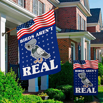 Alternative view of Bird Aren't Real Decorative Garden Flag - Indoor Outdoor Flag - House Flag