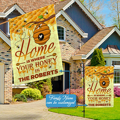 Alternative view of Personalized Family Name Home Is Where Your Honey Is Outdoor Decorative Garden Flag - House Flag