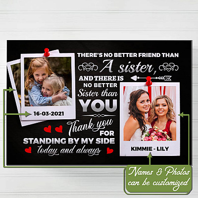 Personalized Photo Bridesmaid Gifts There's No Better Friend than A Sister Framed Canvas - Unframed Poster