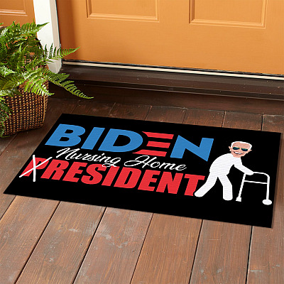 Alternative view of Biden Nursing Home Resident Doormat - Funny Anti Biden Indoor Outdoor Doormat