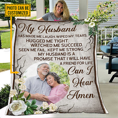 Personalized Photo Couple Gifts My Husband Has Made Me Laugh Wiped My Tears Fleece Blanket - Mink Blanket