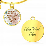 She Who Kneels Before God Can Stand Before Anyone Romans 8:31 Circle Pendant Necklace