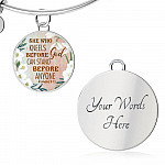 She Who Kneels Before God Can Stand Before Anyone Romans 8:31 Circle Pendant Necklace