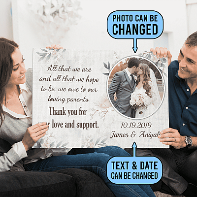 Personalized Photo Parents Wedding Gifts All that We Are and All that We Hope Framed Canvas - Unframed Poster