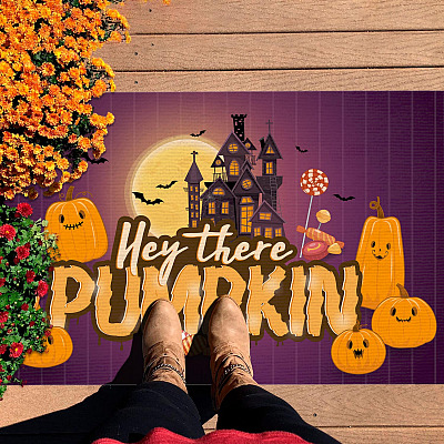 Alternative view of Hey There Pumpkin Doormat Halloween Decorations Housewarming Gift Entrance Outdoor Decorative Doormat