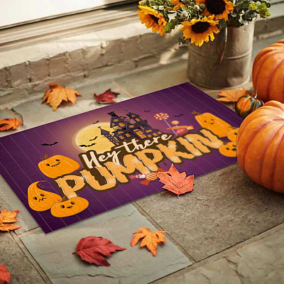 Hey There Pumpkin Doormat Halloween Decorations Housewarming Gift Entrance Outdoor Decorative Doormat