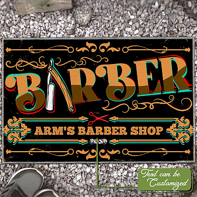 Personalized Name Barber Shop Doormat - Outdoor Indoor Doormat