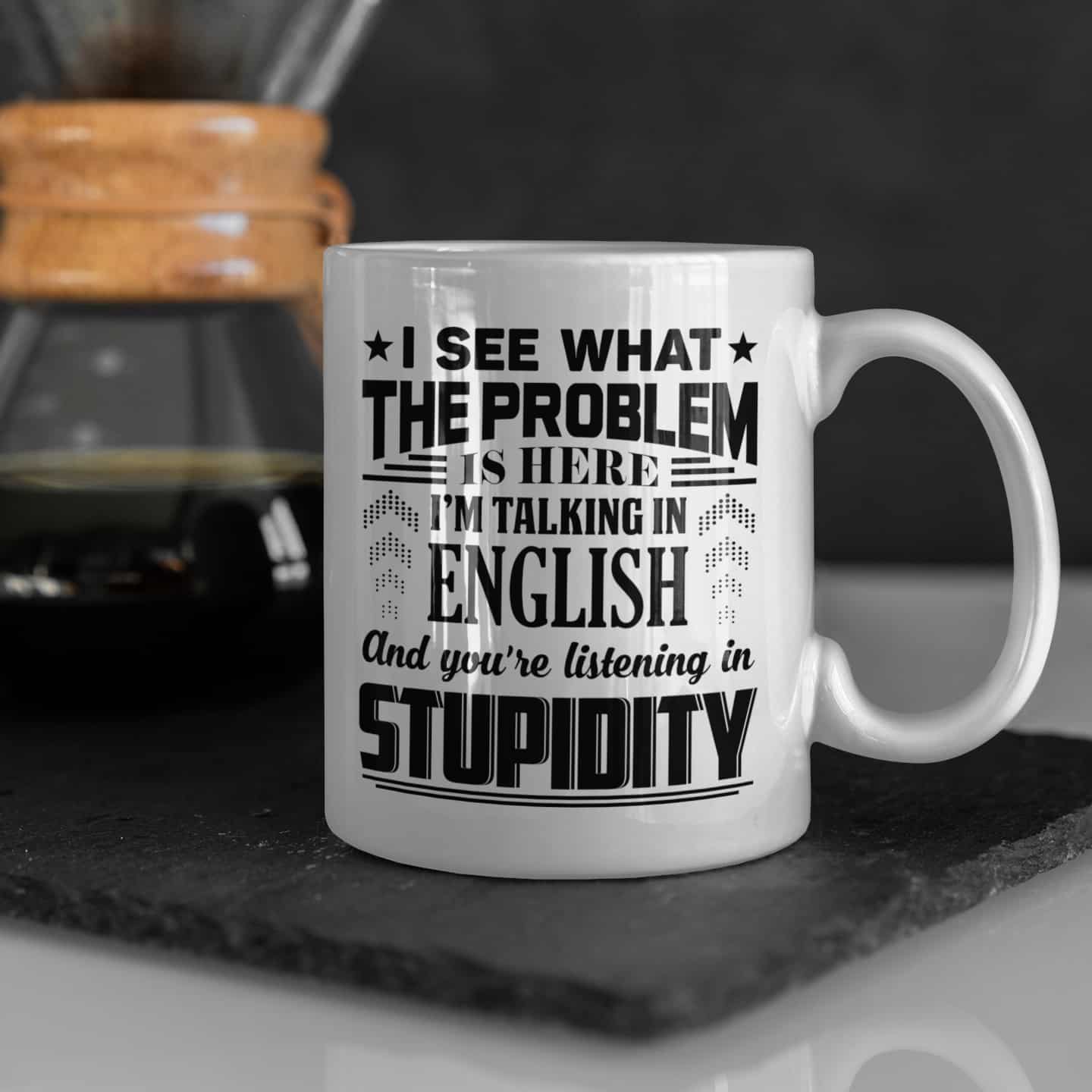 1Th. Listening In Stupidity mug mk1