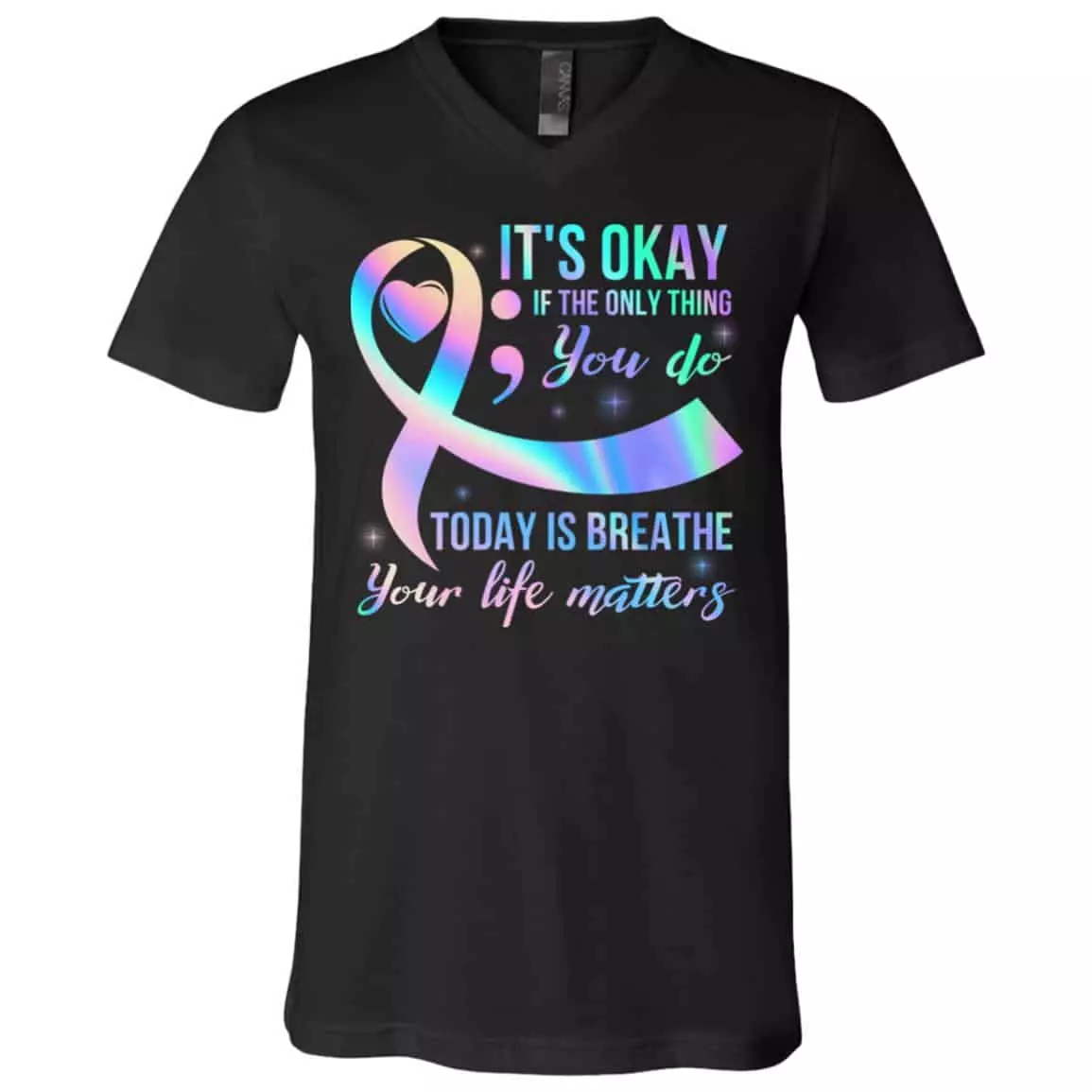 it's okay shirt, Black, V-Neck T-Shirt
