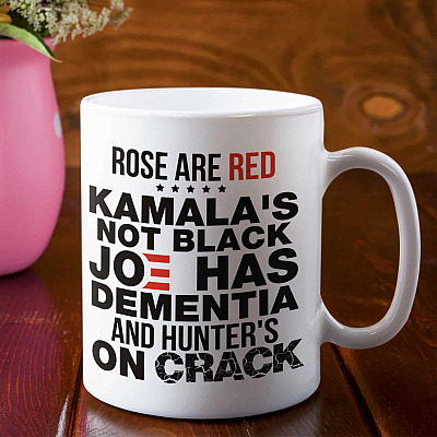 Alternative view of Rose Are Red Kamala's Not Black Joe Has Dementia Funny Mug - Beer Stein - Water Bottle - Color Changing Mug