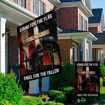 Alternative view of Stand For The Flag Kneel For The Fallen Decorative Garden Flag - Indoor Outdoor Flag - House Flag