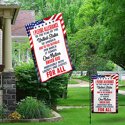 Alternative view of I Pledge of Allegiance to The Flag of The United States of America Decorative Garden Flag - House Flag