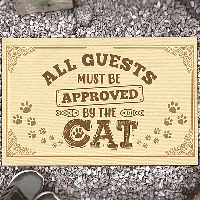 All Guests Must Be Approved by The Cat Funny Indoor Outdoor Decorative Doormat