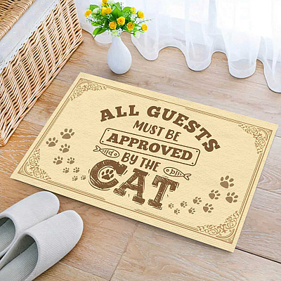 Alternative view of All Guests Must Be Approved by The Cat Funny Indoor Outdoor Decorative Doormat