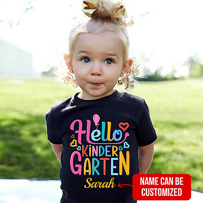 Alternative view of Personalized Name Hello Kindergarten T-Shirt - Youth Tee - Funny Back To School Shirt