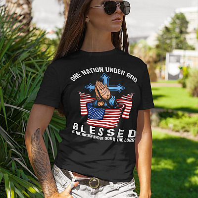 Alternative view of One Nation Under God Blessed Is The Nation Whose God Is The Lord Shirt